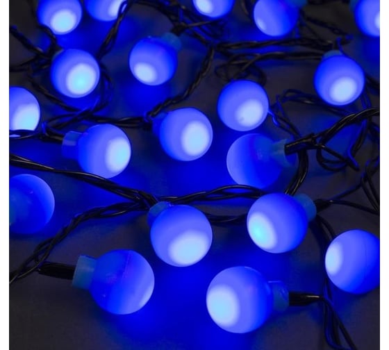 Изображение товара Нить Luazon DCR 5 м, с насадками Шарики Синие, IP20, Н.Т. LED-30-220V, 8 режимов, синий 3590708