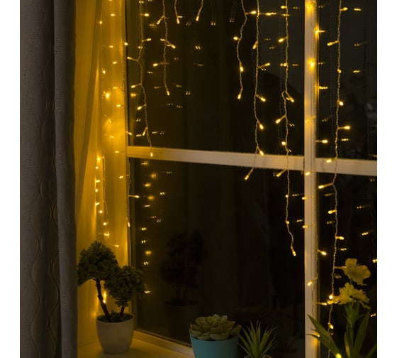 Изображение товара Бахрома Luazon ECO Арка, IP20, Ш1 м, В1 м, Н.С. LED-126-220V, 8 режимов, теплый белый 3556827