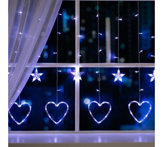 Изображение товара Бахрома Luazon DECOR Сердце, IP20, Ш2.4 м, В0.9 м, Н.С. LED-186-220V, 8 режимов, белый 4356977