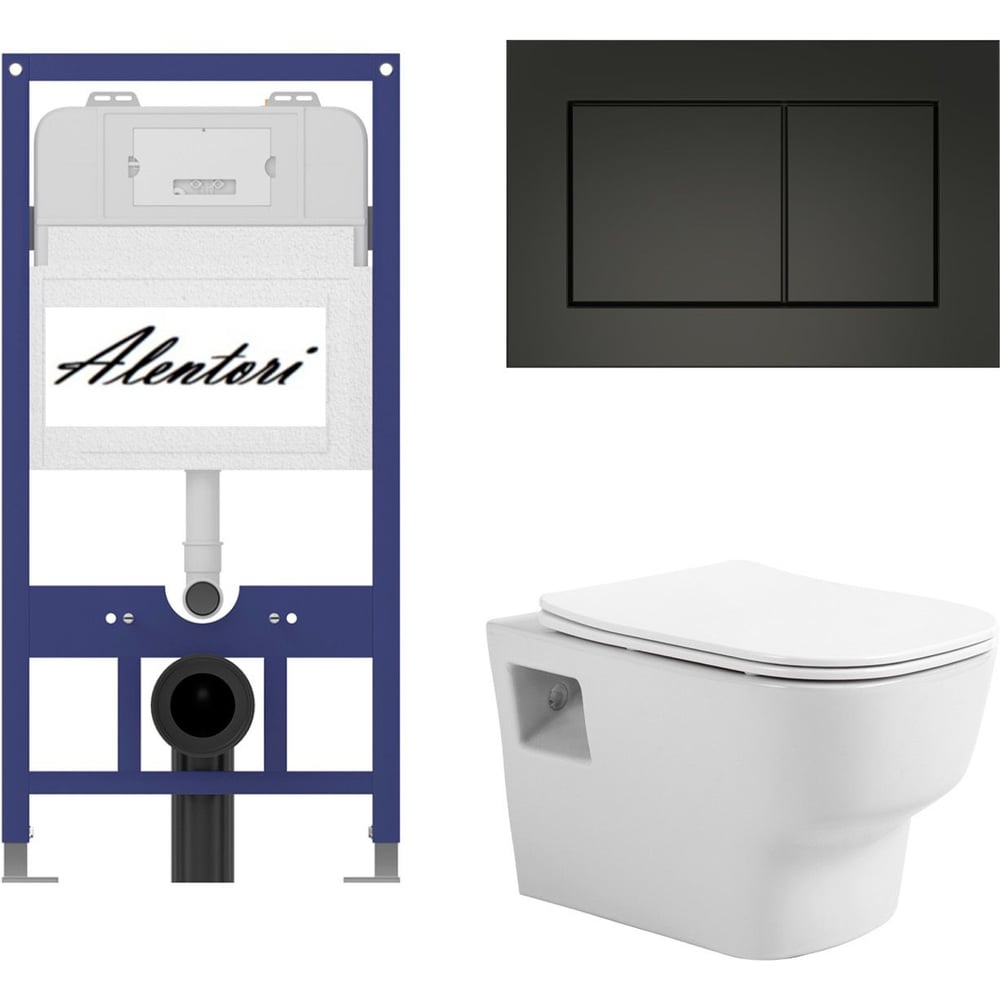 Изображение товара Комплект инсталляции для подвесного унитаза ALENTORI с каскадным сливом и микролифтом