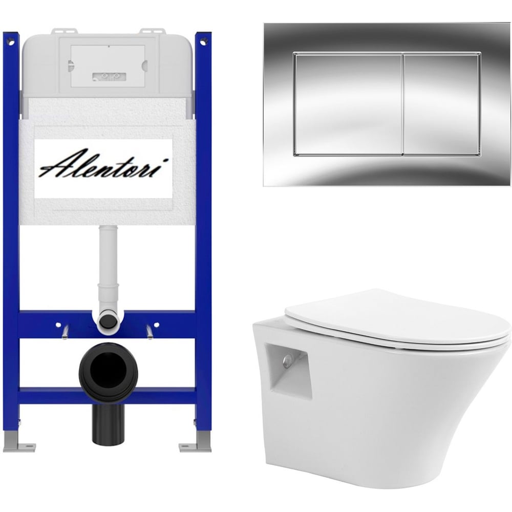 Изображение товара Инсталляция ALENTORI для подвесного унитаза безободковая