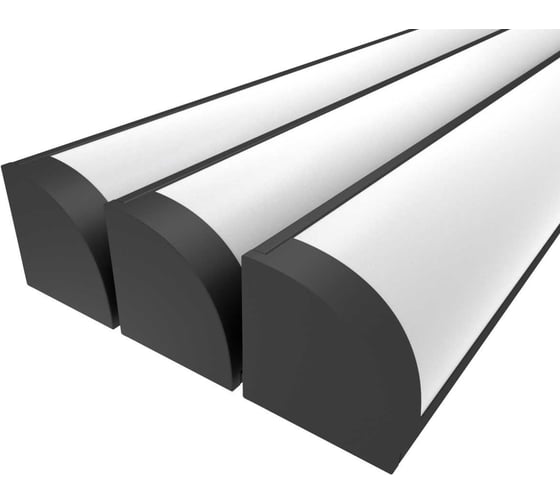 Изображение товара Комплект Ledcraft LC-LPU1616M20-1x3Black из 3 шт чёрный (1м профиль+1м рассеиватель+2 заглушки+2 крепежа) 1616150008