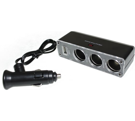 Изображение товара Разветвитель прикуривателя Nord-Yada 3 гнезда, USB провод 60см, с индик. в блистере 907344