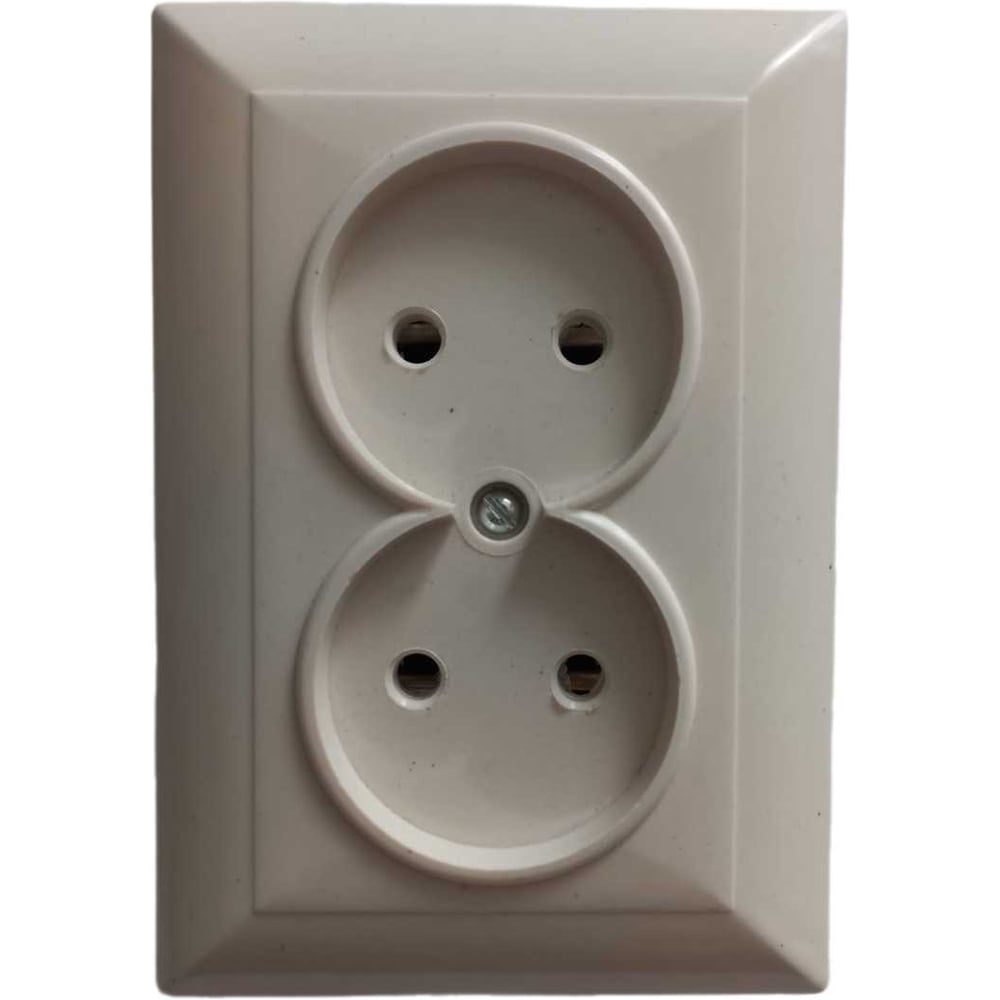 Изображение товара Розетка встраиваемая ООО Ливны-Электро двойная РС 10-010, кремовая в количестве 2 штук РС 1036н
