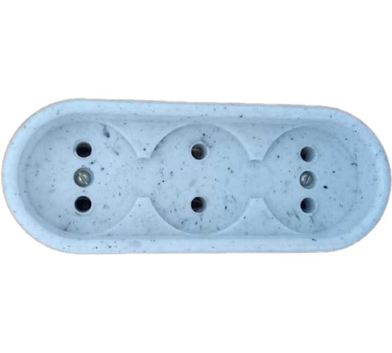 Изображение товара Тройник разветвитель для розетки ООО Ливны-Электро сетевой, 3 розетки, РВ 6-001, мраморная (серая) в количестве 2 штук РВ 6003