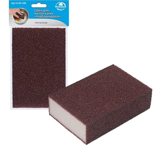 Изображение товара Губка для мытья кухни МУЛЬТИДОМ Карборундовая VL58-100