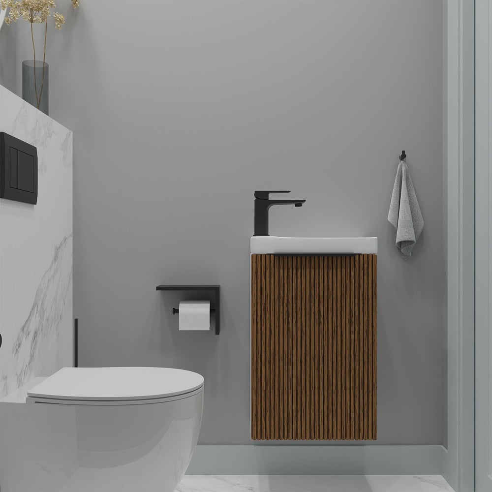 Изображение товара Подвесная тумба для раковины ЗОВ Монови Слим 40 белый тростник