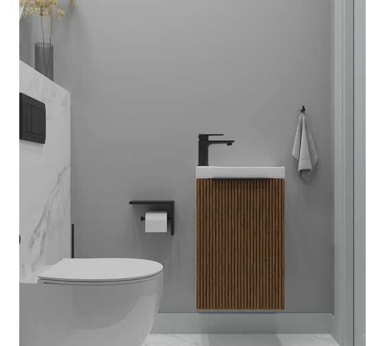 Изображение товара Подвесная тумба для ванной ЗОВ Монови Слим 40, под раковину 40697201, цвет- Белый-Тростник MS40T