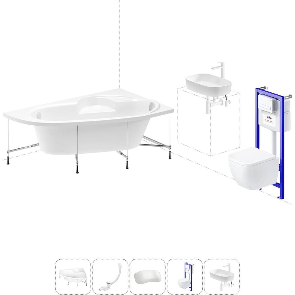 Изображение товара Акриловая ванна Lavinia Boho Bell Pro 150x100 см с монтажом и аксессуарами