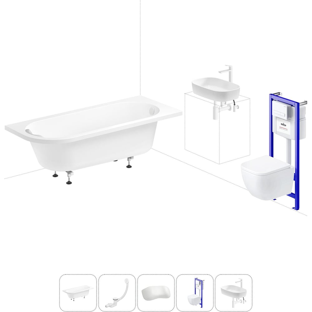 Изображение товара Комплект 6 в 1 Lavinia Boho Art II акриловая ванна с унитазом