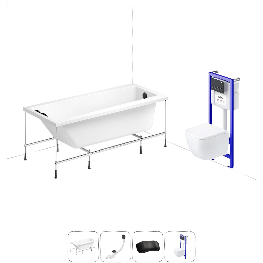 Изображение товара Комплект ванны 160x75 и унитаза Lavinia Boho Rock современный стиль