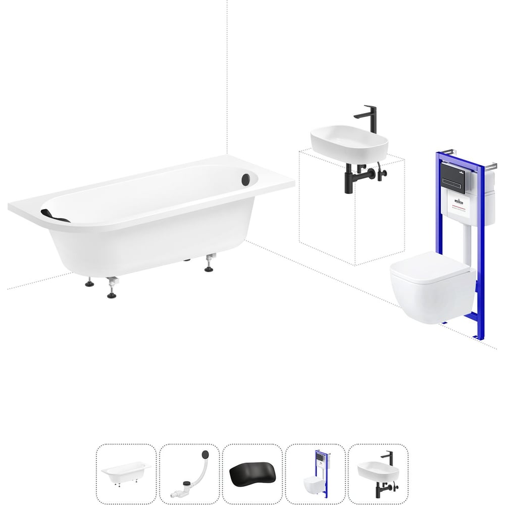 Изображение товара Комплект 6 в 1 Lavinia Boho Art II акриловая ванна 170x72,5