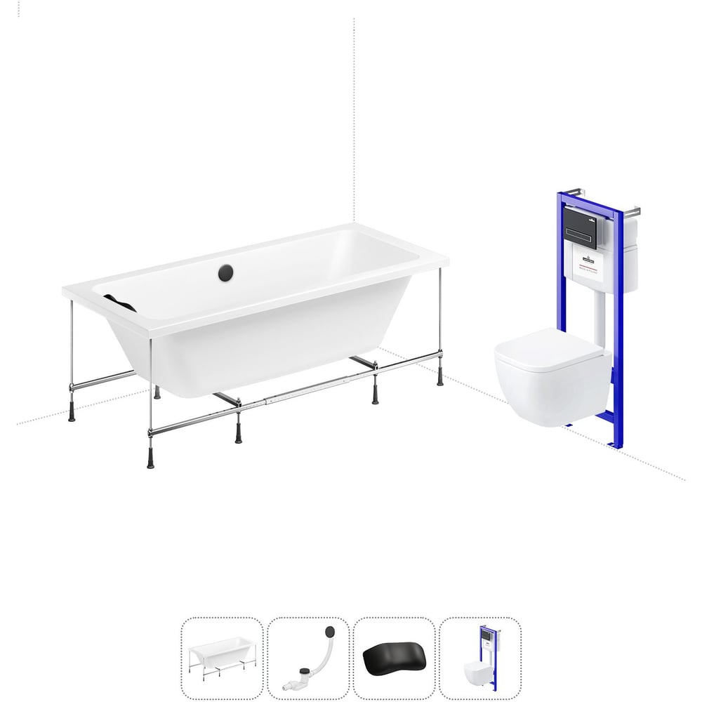 Изображение товара Комплект 5 в 1 Lavinia Boho Pure акриловая ванна 170x75