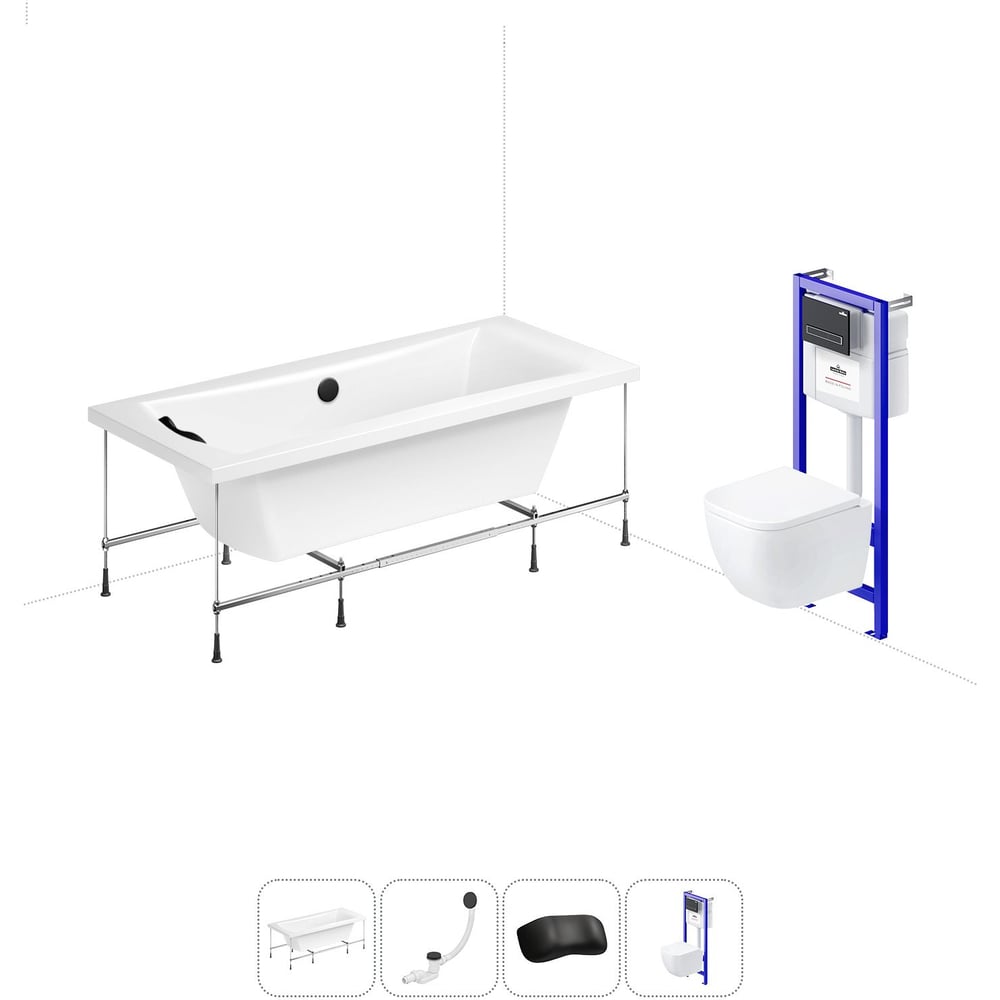 Изображение товара Комплект 5 в 1 Lavinia Boho Evan акриловая ванна 200x90