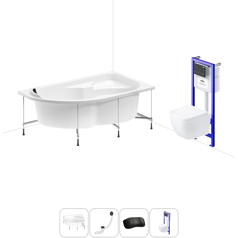 Изображение товара Комплект 5 в 1 Lavinia Boho Grance Hill с ванной и унитазом акрил 170x105 см