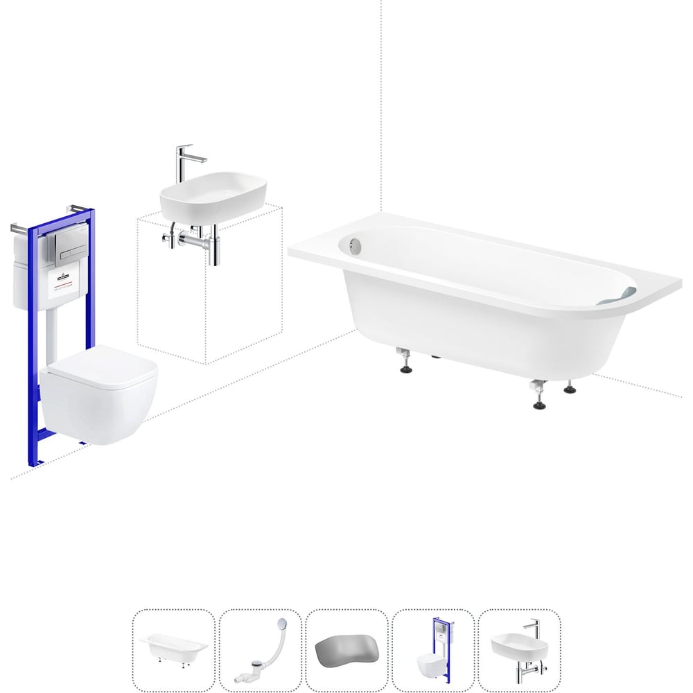 Изображение товара Комплект 6 в 1 Lavinia Boho Art II акриловая ванна с инсталляцией и унитазом