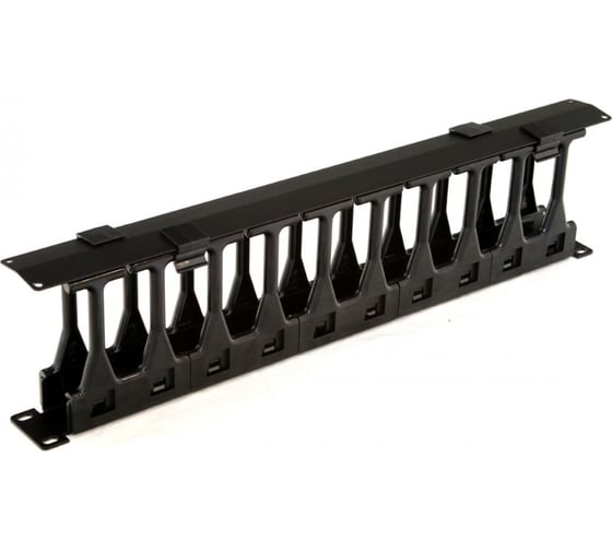 Изображение товара Кабельный организатор Hyperline CMF-1U-FPL106-MCOV-RAL9005 с крышкой, глубина 106 мм, 19" 481518