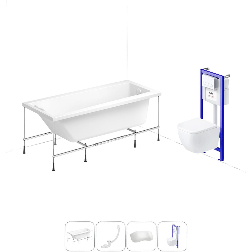 Изображение товара Комплект 5 в 1 Lavinia Boho Rock акриловая ванна 150x75 с инсталляцией