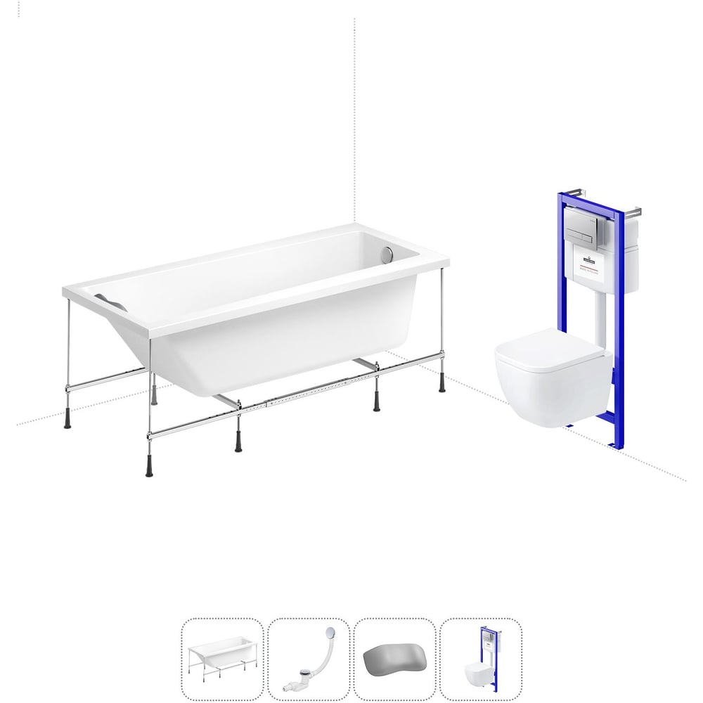 Изображение товара Комплект ванна и унитаз 5 в 1 Lavinia Boho Rock акрил современный стиль