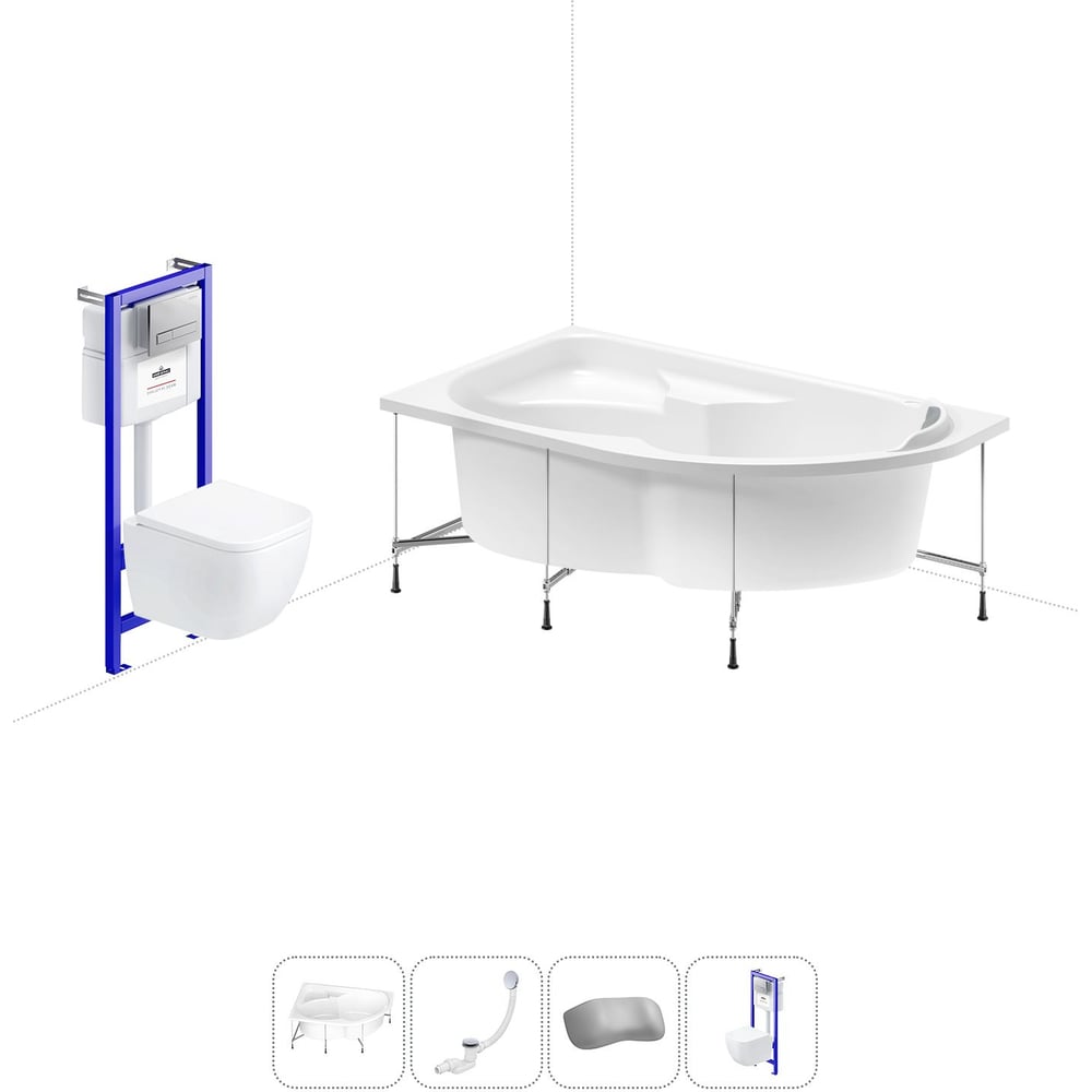 Изображение товара Комплект 5 в 1 Lavinia Boho Grance Hill акриловая ванна 170x105