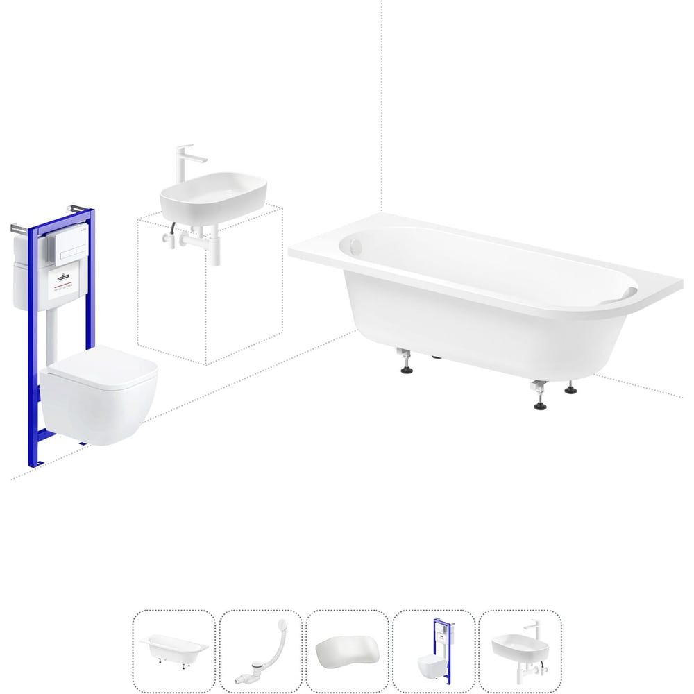 Изображение товара Комплект ванна и унитаз Lavinia Boho Art II 170x72,5 см современный стиль