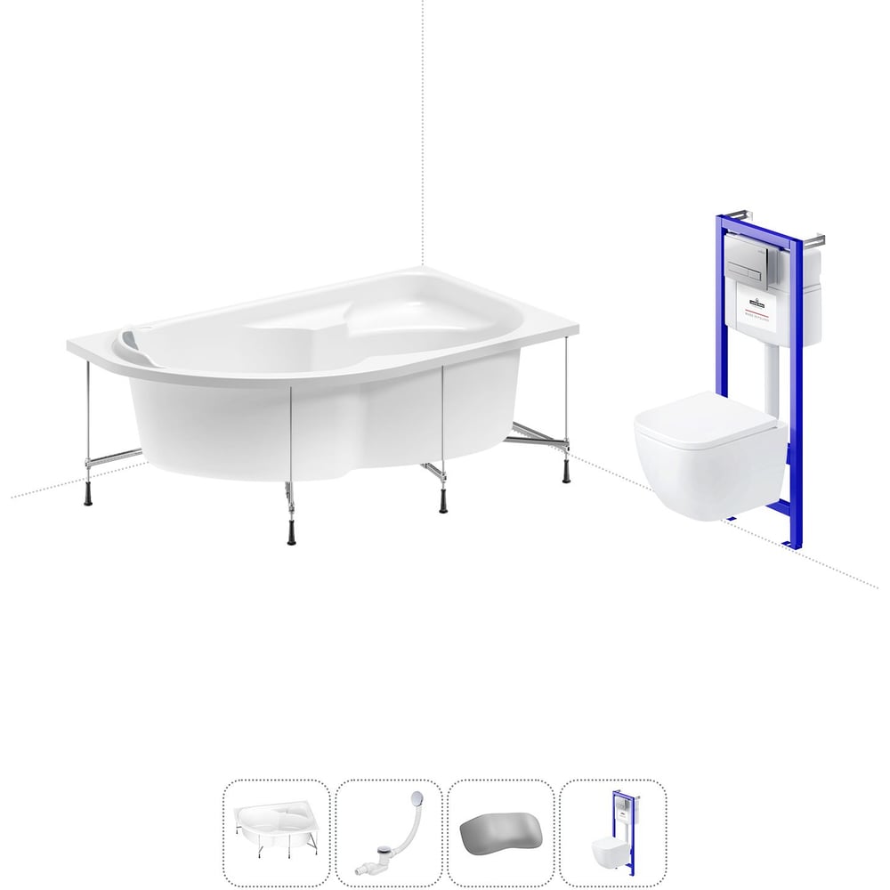 Изображение товара Комплект 5 в 1 Lavinia Boho Grance Hill акриловая ванна и подвесной унитаз