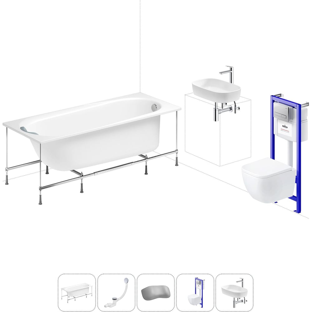 Изображение товара Комплект 6 в 1 Lavinia Boho Biore акриловая ванна 150x70 см с инсталляцией