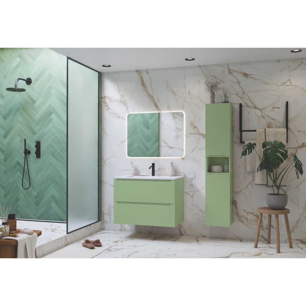 Изображение товара Подвесная тумба для ванной ЗОВ Дион 100 с двумя ящиками фисташковая