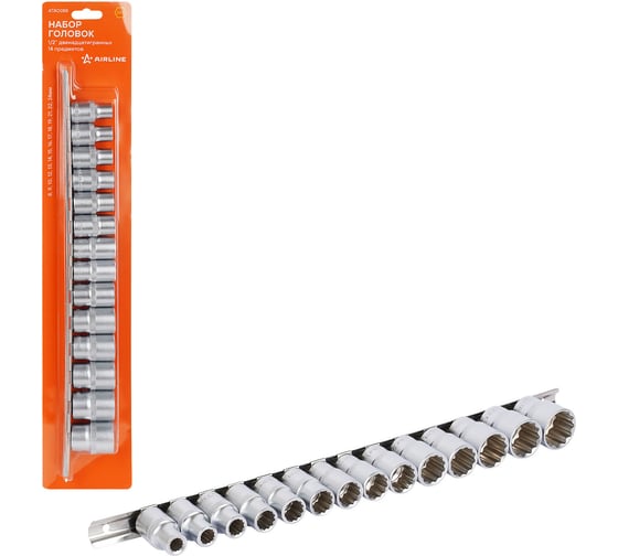 Изображение товара Набор головок 1/2" двенадцатигранных Airline 14пр. (8-24мм) ATAO088
