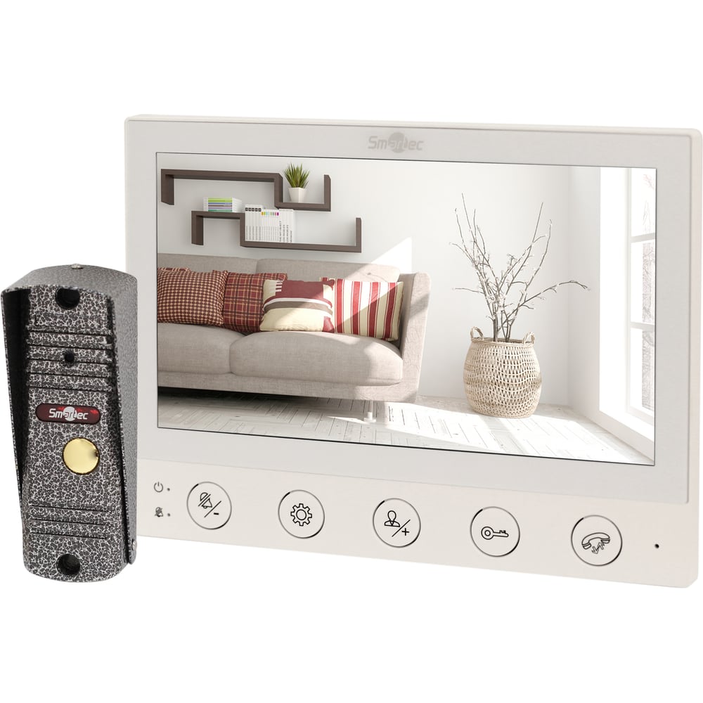 Изображение товара Комплект видеодомофона Smartec ST-MS607HS-WT 7 дюймов белый с панелью вызова и камерами