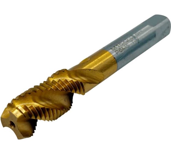 Изображение товара Метчик машинно-ручной TORNERI М 16x2.0 Р6М5 ГОСТ 17933-72 с винтовой канавкой с покрытием TiN Т025919