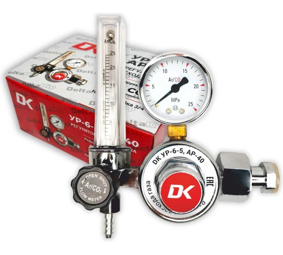 Изображение товара Редуктор газовый DELTAKIP Аргон/Углекислота с ротаметром АР-40 (G3/4, штуцер 6-8 мм) DK-L0000001