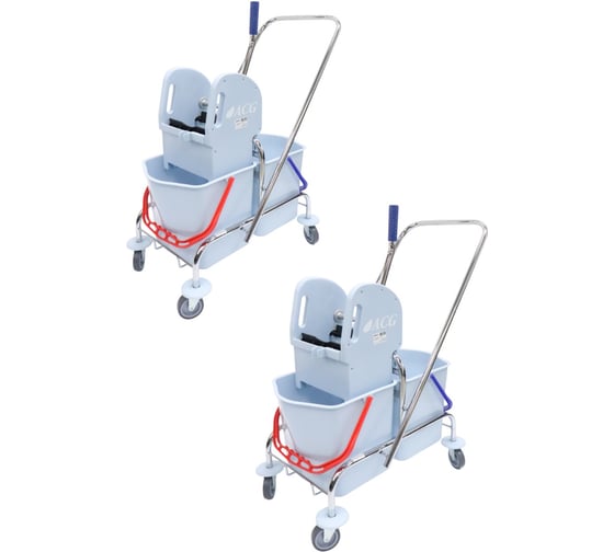 Изображение товара Тележка ACG 2х25 л, с отжимом, ведра серые, база хром, комплект 2 шт 1029602