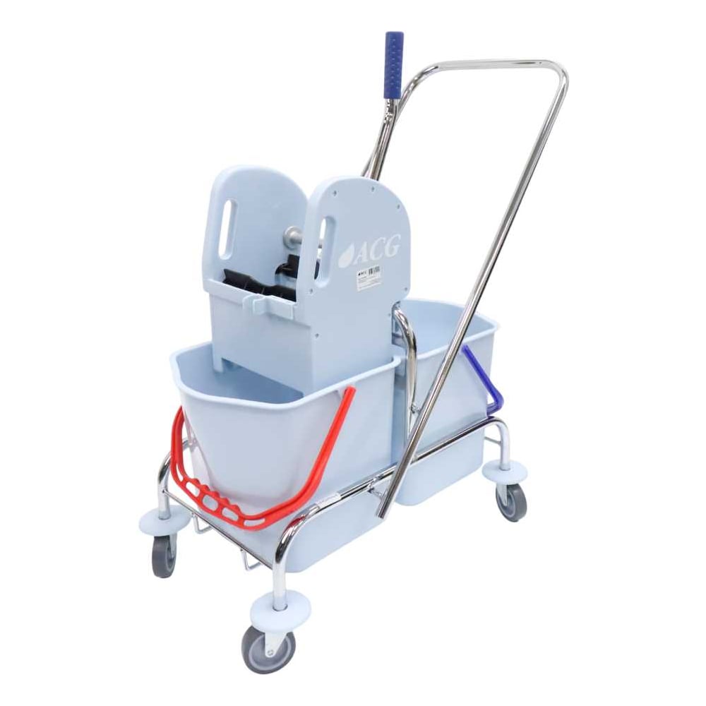 Изображение товара Тележка ACG 2х25 л, с отжимом, ведра серые, база хром 1030083