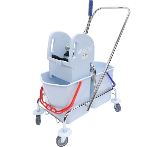 Изображение товара Тележка ACG 2х25 л, с отжимом, ведра серые, база хром 1030083