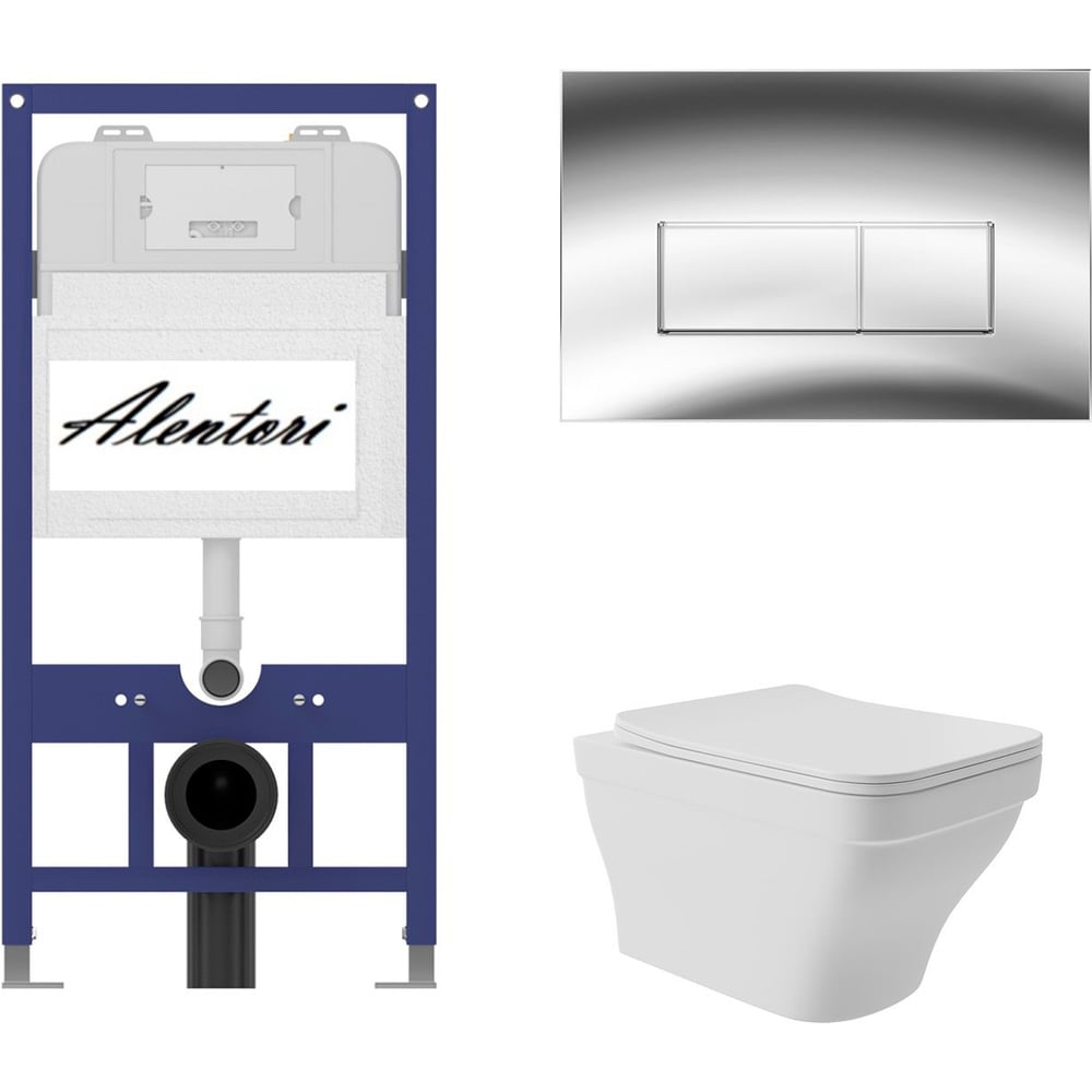 Изображение товара Комплект Aqueduto Инсталляция для унитаза безободковая с микролифтом и каскадным сливом