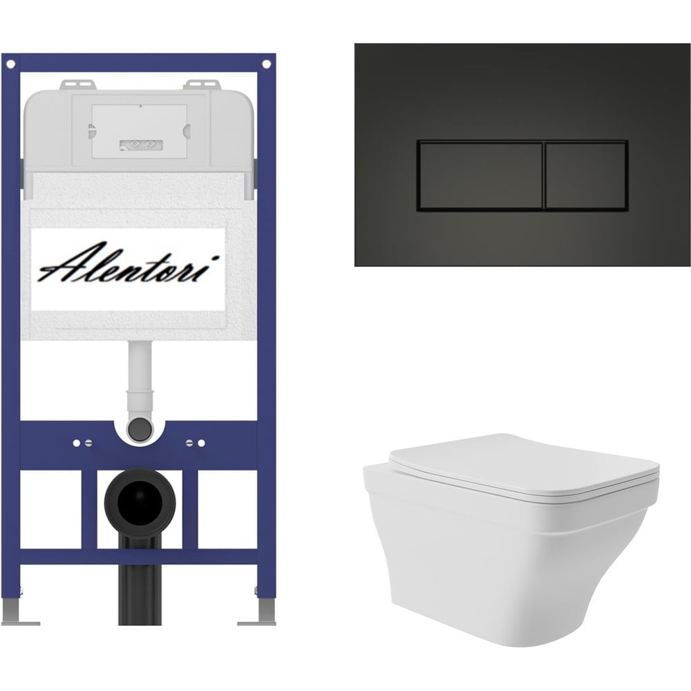 Изображение товара Комплект AQUEDUTO Инсталляция для унитаза AL.SIS11TAL.CHI203BME0120 современный монтаж