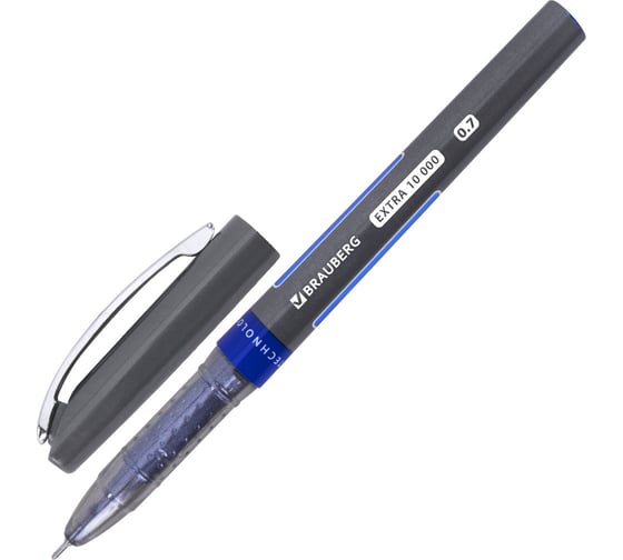 Изображение товара Ручка шариковая BRAUBERG увеличенная длина письма 10000 метров, синяя, 12 шт., EXTRA 10000, 0,35 мм, 144329