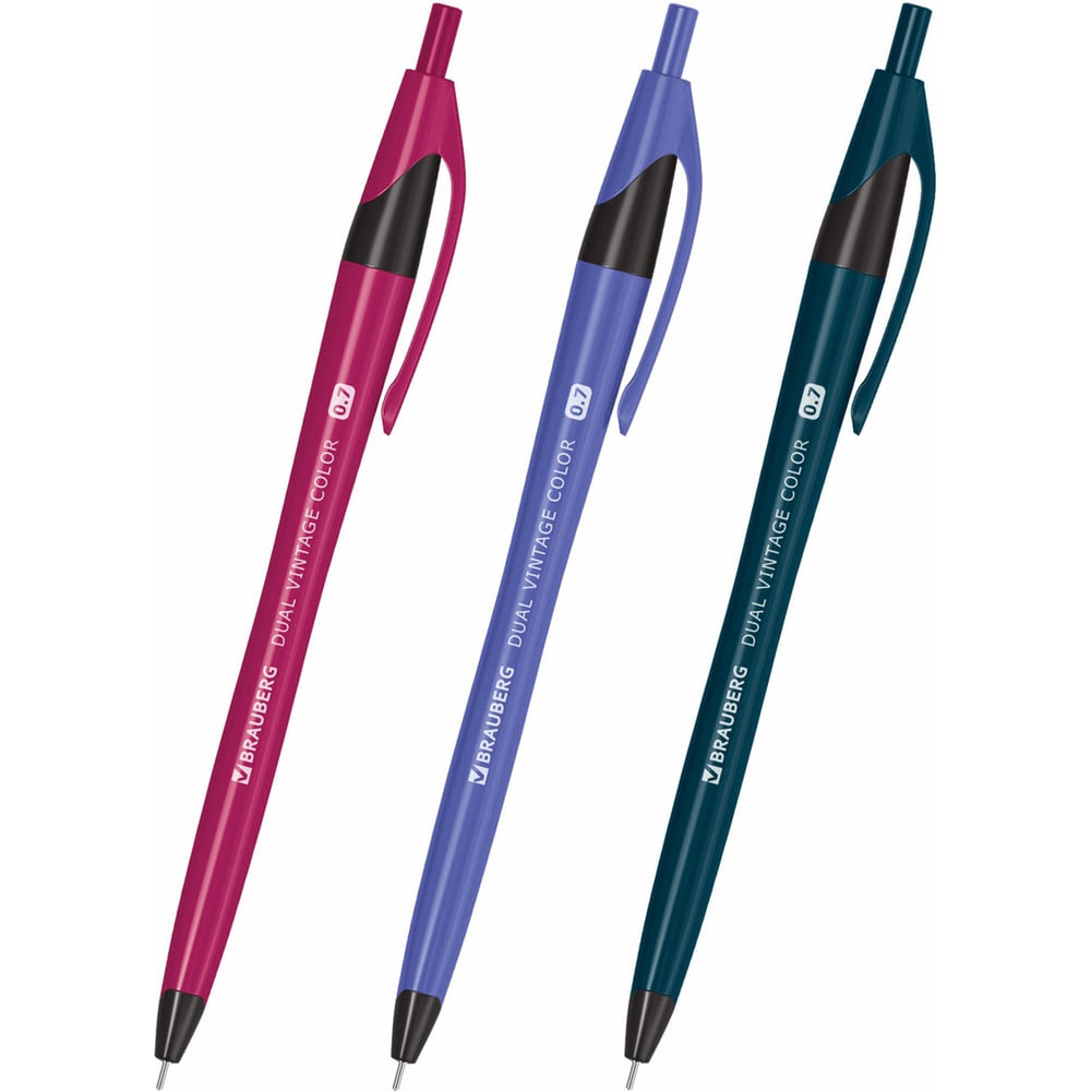 Изображение товара Ручка шариковая автоматическая BRAUBERG DUAL VINTAGE COLOR 24 шт синий