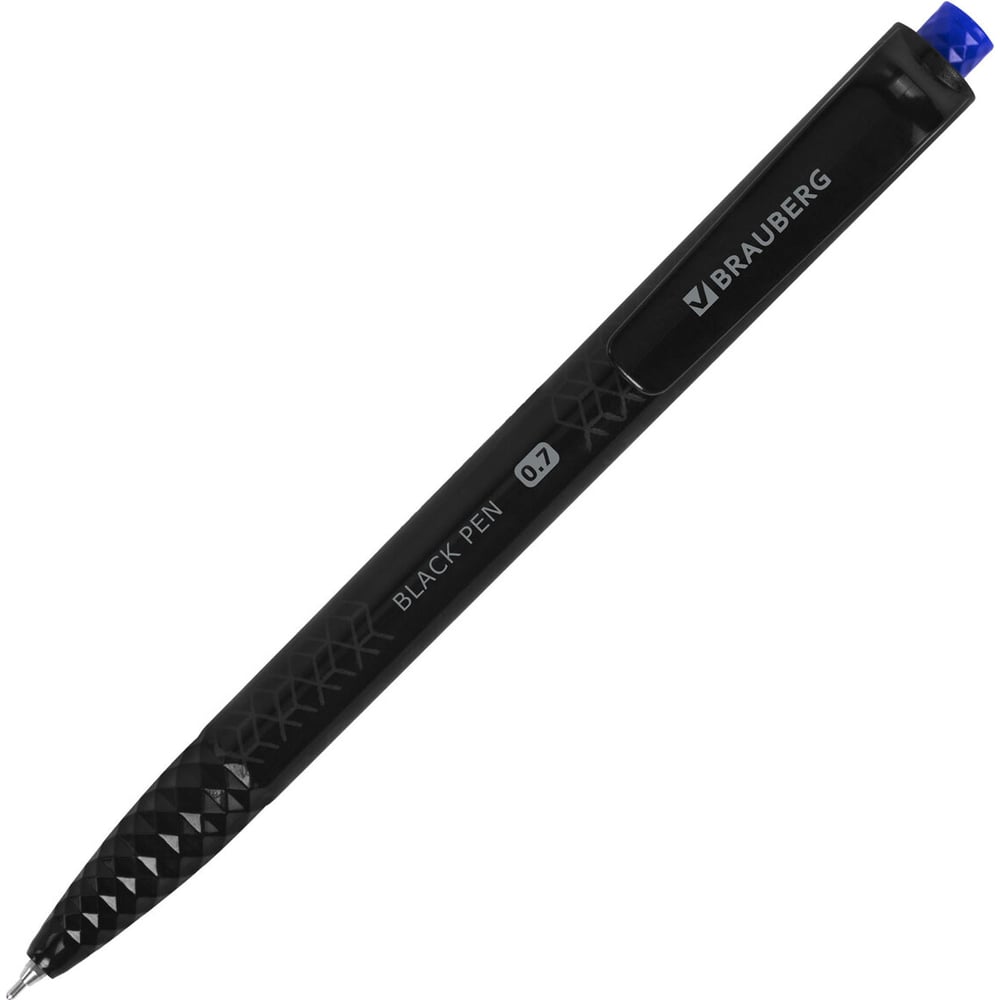 Изображение товара Шариковая масляная ручка BRAUBERG BLACK PEN RT, синий, набор 12 шт.