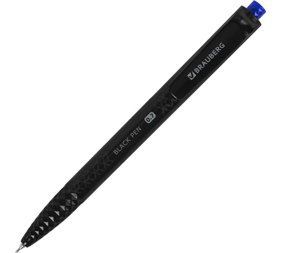 Изображение товара Ручка шариковая масляная автоматическая BRAUBERG BLACK PEN RT, синяя, 12 шт., 0,7мм, линия 0,35мм, 144326