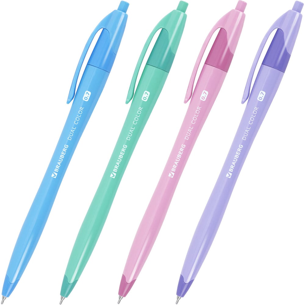 Изображение товара Ручка шариковая масляная автоматическая BRAUBERG DUAL COLOR, синяя, 24 шт.,0,7 мм, линия 0,35 мм, 144327