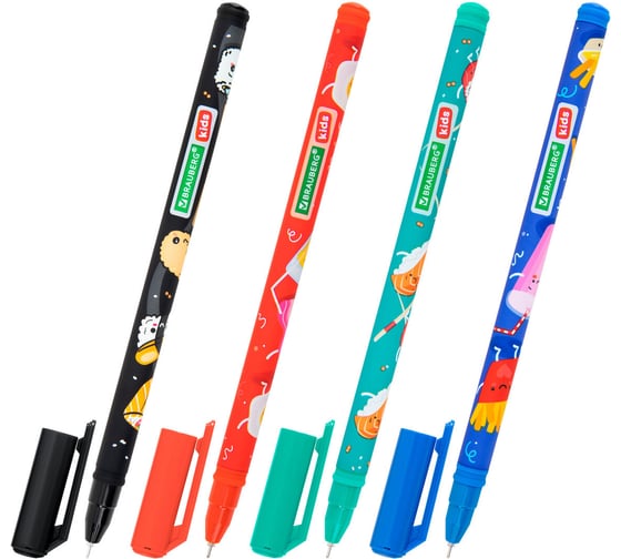 Изображение товара Ручка гелевая BRAUBERG KIDS MIX, синяя, 30 шт., корпус ассорти, игол. узел 0,5мм, линия 0,3мм, 144286