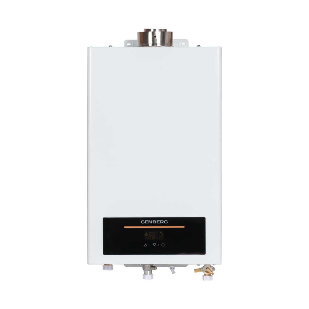 Изображение товара Проточный газовый водонагреватель GENBERG 710.01 Turbo Max 14 л. Белая, труба в комплекте 918