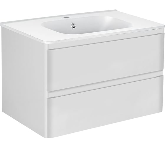 Изображение товара База под раковину VINCEA Vico 800 подвесная, 2 выкатных ящика soft close, G.White. VMC-2V800GW