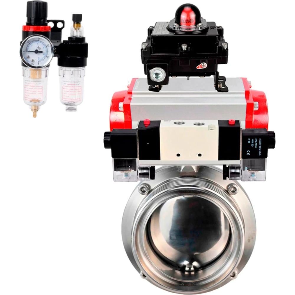 Изображение товара Затвор 304-304-Sil Ду15 Ру10 резьбовой,пищ.нерж.сталь,пн.привод,пн.распр,БКВ,БПВ DN.ru D050-79815