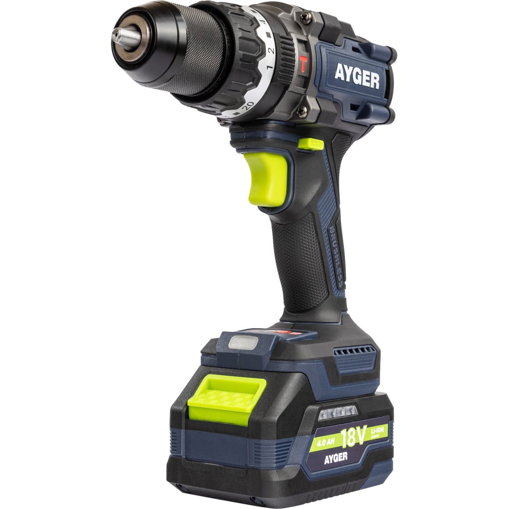 Изображение товара Аккумуляторный бесщеточный ударный шуруповерт AYGER AP20BL4-160