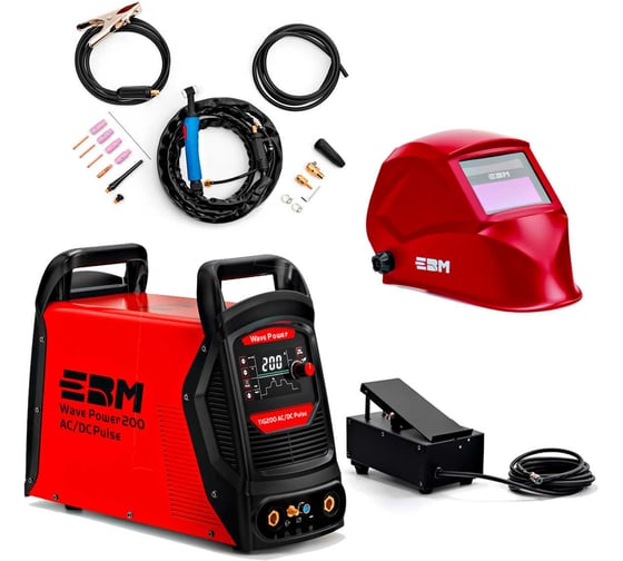 Изображение товара Аппарат сварочный ЕВМ TIG WavePower 200 AC/DC Pulse LED дисплей+ Педаль ДУ, 5м+Маска сварщика ф5 Хамелеон 1507178