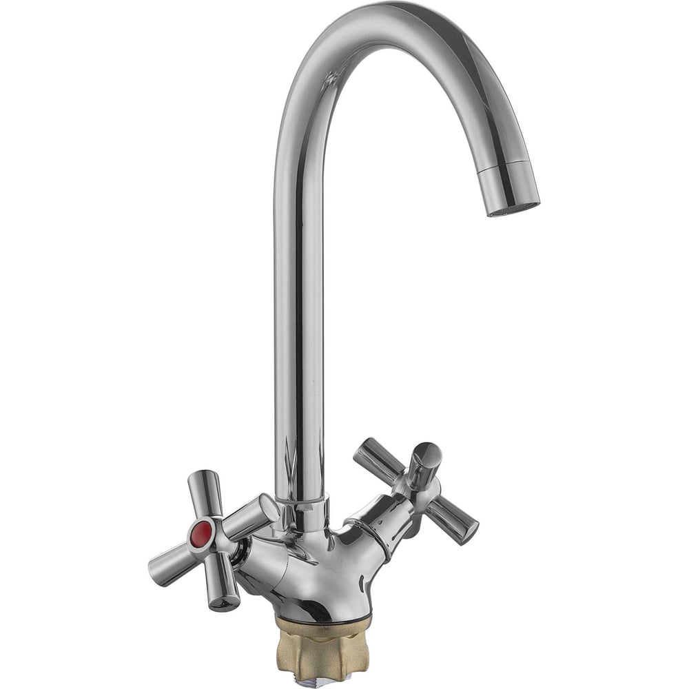 Изображение товара Смеситель для кухни Plstart двуручковый цинковый сплав хром PD40313