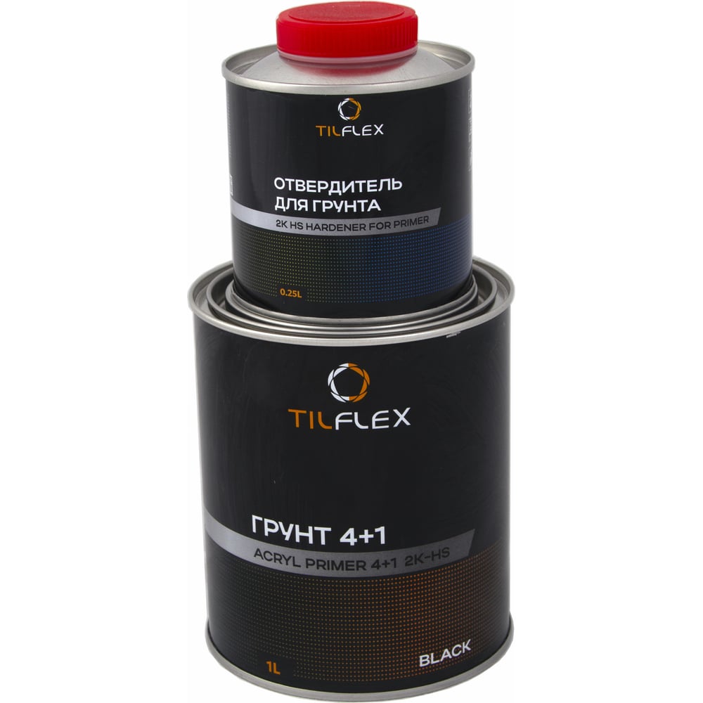 Изображение товара Грунт 4+1 TILFLEX 2K-HS черный для кузова металла и камня, 0,8л+0,25л комплект